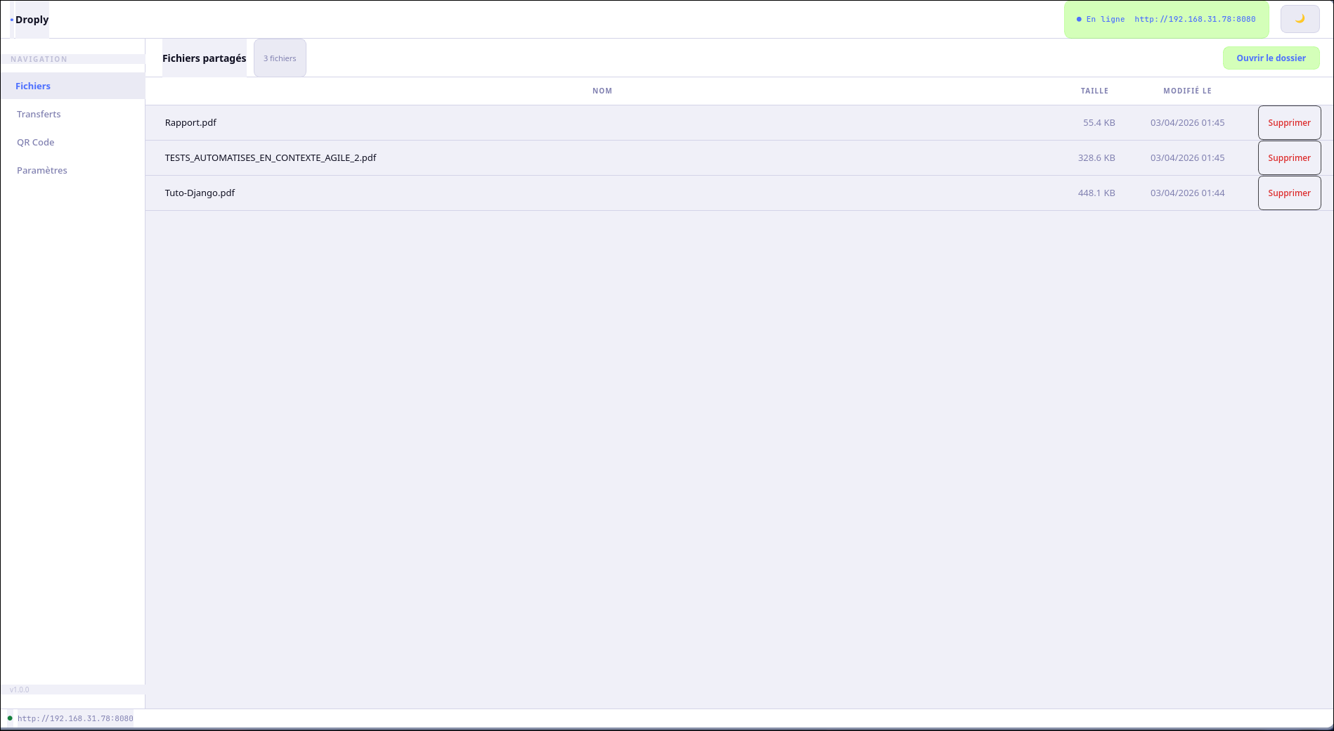 Files tab — main view