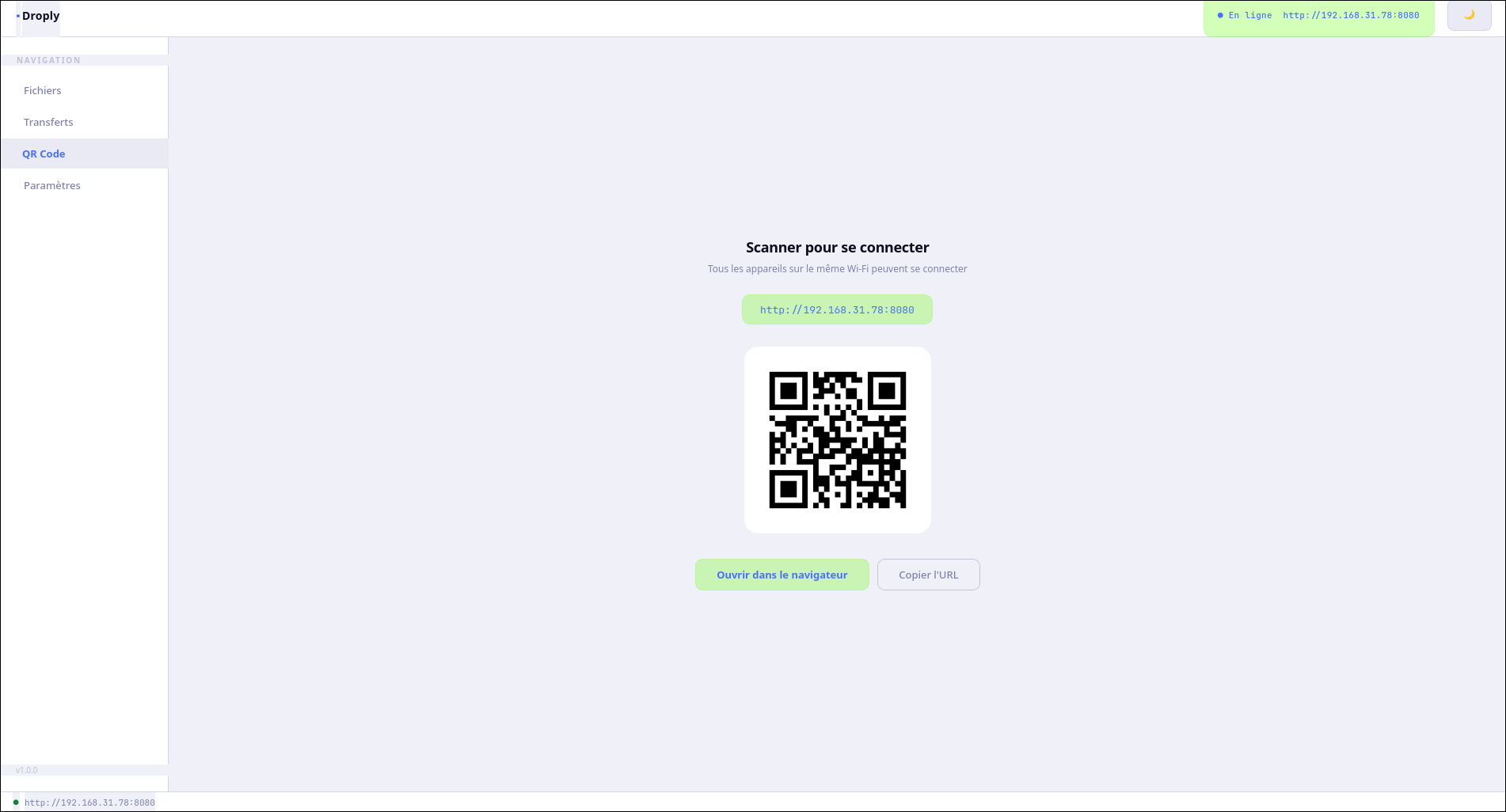 QR Code — connexion mobile