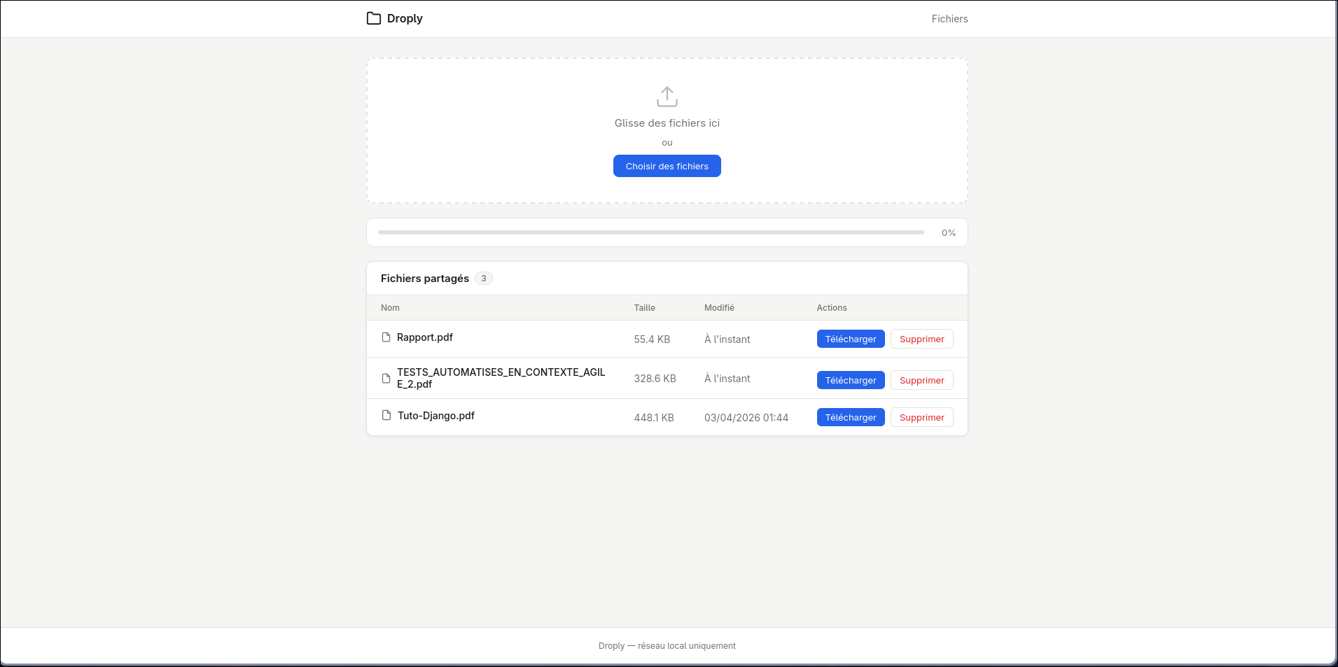 Interface web — envoi depuis le navigateur
